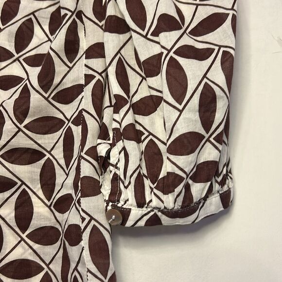 Trina Turk Brown White  Leaf Patterned  Women's Blouse Size S EUC - Picture 5 of 8